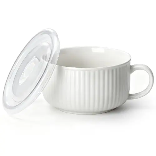 vancasso Keramik-Suppenschüssel mit Deckel und Henkel, 1020 ml
