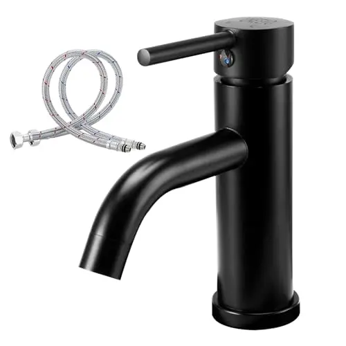 Wasserhahn Bad, Einhebelmischer für kleine Waschbecken, Mattschwarz
