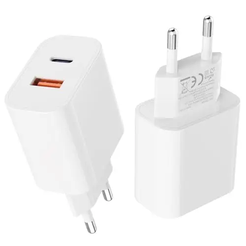 Apple MFi USB C Netzteil Adapter 2er-Pack für iPhone 15 Pro/14/13/12/11/XR und iPad, Schnellladegerät mit USB A+C