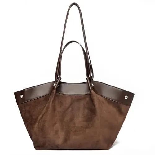 unisoul Handtasche Damen Mittelgroß, Wildleder Tote Bag für Schule, Arbeit und Reisen