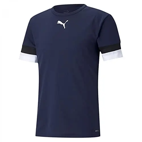 PUMA Kinder Teamrise Jersey Shirt, Peacoat, Schwarz-Weiß, Größe 128 EU