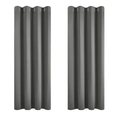 Deconovo Verdunkelungsvorhang 2er Set 183x168 cm Hellgrau für Kinderzimmer
