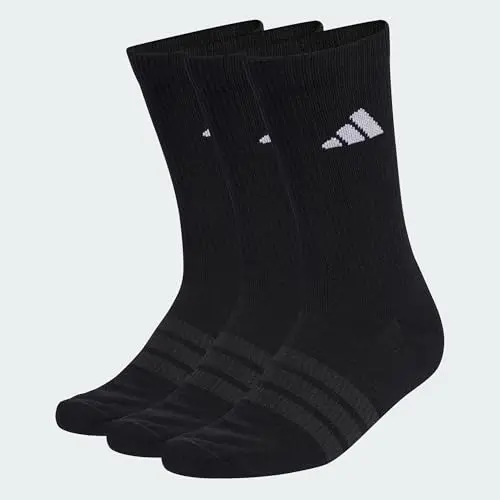 adidas Unisex Crew Socks 3-Pack, Black/White, Size 42-45