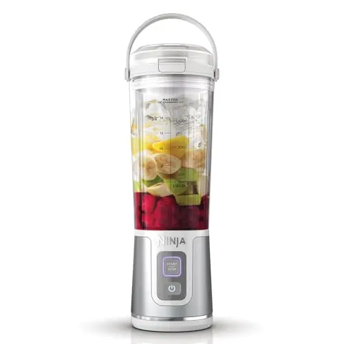 Ninja Blast Tragbarer Mixer – Kabellos, 530ml, Auslaufsicher, Zerkleinert Eis und Obst, Weiß
