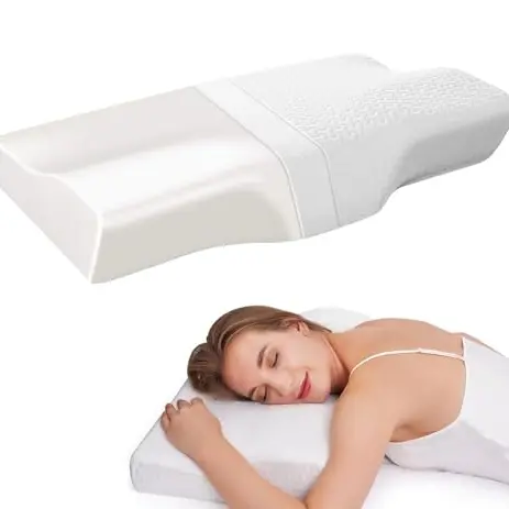 Ergonomisches Memory Foam Nackenstützkissen für Seiten-, Rücken- & Bauchschläfer - Waschbarer Bezug