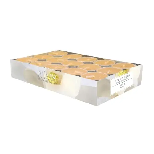 pajoma® Vanille Teelichte 30 Stück - Duft in Aluminiumhülle, Brenndauer ca. 4 Stunden
