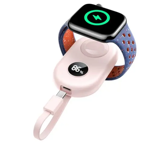 JOYROOM Powerbank für Apple Watch 11 - 2500mAh, magnetisch, kabellos, mit USB-C-Ladekabel, rosa
