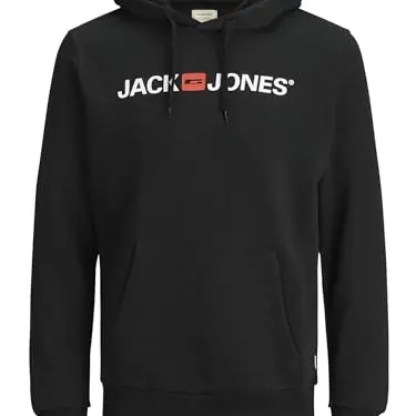 JACK & JONES Herren Kapuzenpulli Jjecorp Logo Schwarz XL