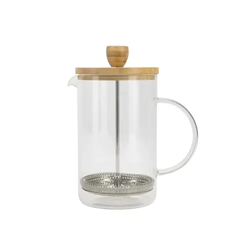 BERGNER COFFEE & TEA LOVERS - Kolbenkaffeemaschine 800ml - Edelstahlfilter & Bambusdeckel - Leicht zu reinigen