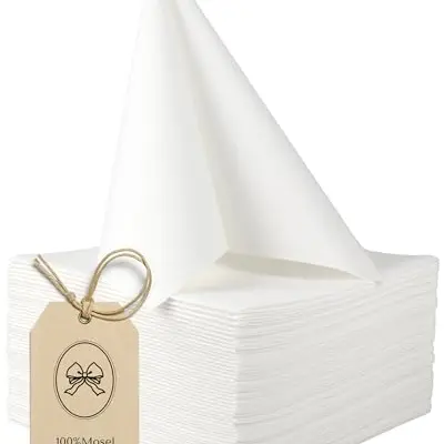 100% Mosel Airlaid Servietten, 50 Stück (40 x 40 cm), weiß
