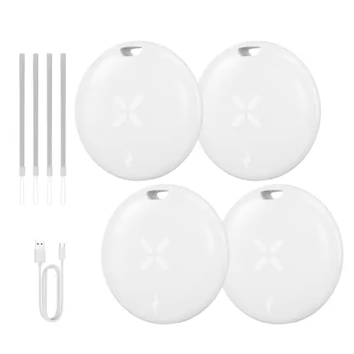 Smart Tag 4 Pack - USB-C Lade Tracker, Wasserdichter Bluetooth Schlüsselfinder für Geldbörse und Gepäck, Weiß