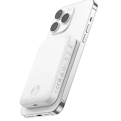 Anker 321 Magnetic Battery 5.000 mAh Wireless Charger für iPhone 15/14/13/12, Weiß
