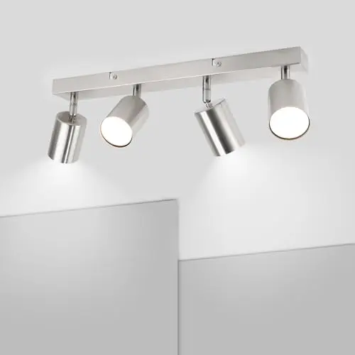 Moderne 4-flammige GU10 Deckenleuchte aus Mattes Nickel - Schwenkbare Deckenstrahler