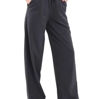 COMEOR Damen Jogginghose aus Baumwolle, lang, sportlich, lockere Sweatpants, elastischer Bund, gerades Bein, Dunkelgrau
