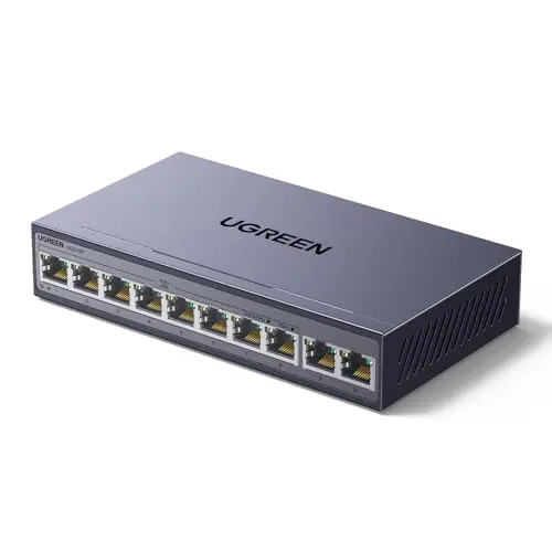 UGREEN 10-Port Gigabit PoE LAN Switch, 60W, ideal für NVRs und IP-Kameras