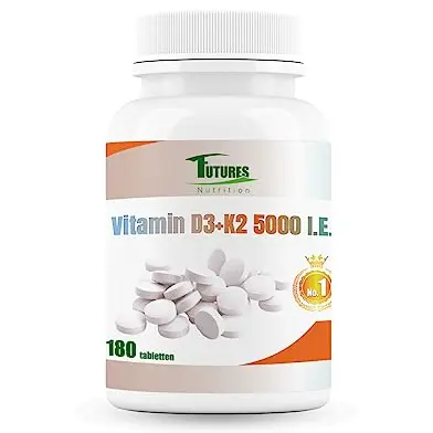 FUTURES NUTRITION Vitamin D3 K2 hochdosiert, vegan, 180 Tabletten