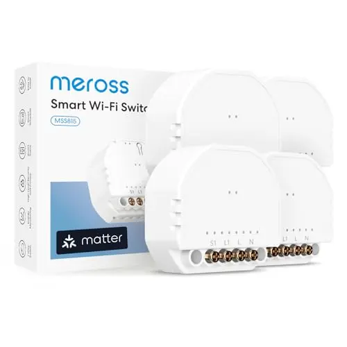 Meross Matter WLAN Schalter Unterputz, 4 Stück, kompatibel mit HomeKit, Alexa, Google Home & Home Assistant