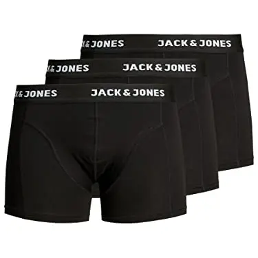 Jack & Jones Herren 3er Pack Trunks Boxershorts, Farbe: Schwarz-Navy-Grau, Größe: XXL