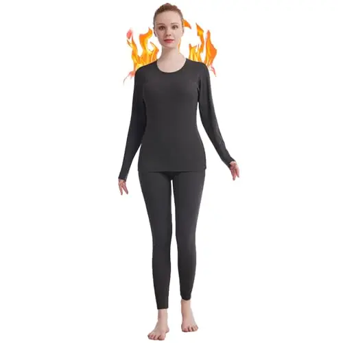Fomolom Damen Thermounterwäsche Ultraweich Lange Thermo Unterhose