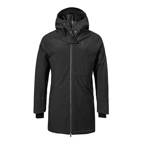 Schöffel Damen Ins Parka Style Crivat WMS, wasserdichte Winterjacke, leichter Parka, schwarz, Größe 44