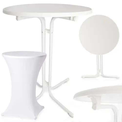 Onbest Klappbarer Stehtisch mit Husse – 110 cm hoch, Ø80 cm, für drinnen und draußen, ideal als Bistrotisch oder Gartentisch