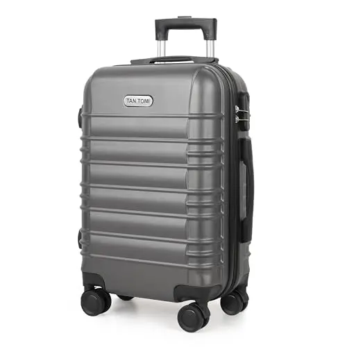 MoFut Hartschalen-Koffer M – 41L, Dunkelgrau, 4 Rollen, Teleskopstange, Zahlenschloss