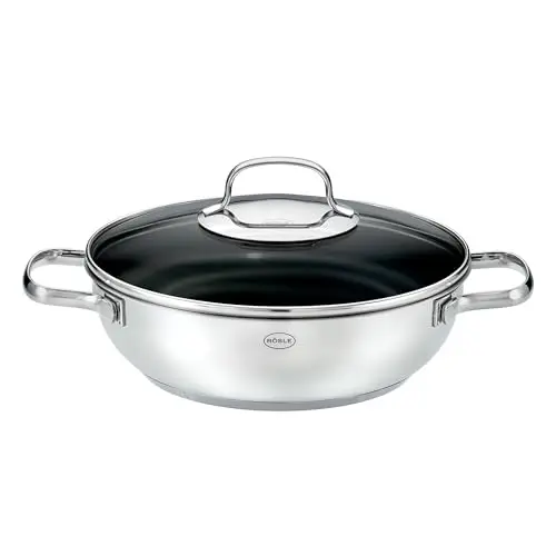 RÖSLE ELEGANCE Servierpfanne Ø 24 cm, Antihaft, Hitzebeständig bis 260 °C, Silber, Edelstahl 18/10