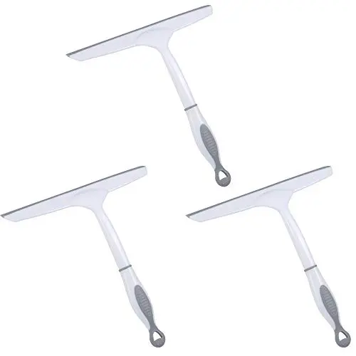 Edaygo Duschabzieher Set, 25 cm, Kunststoff, für Glas und Fliesen, Grau-Weiß, 3er-Set
