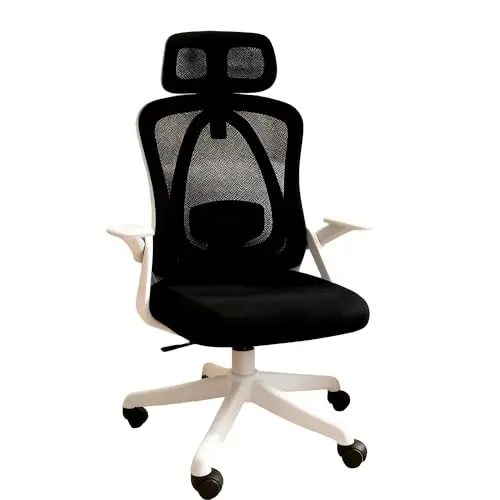 Future Warrior Ergonomischer Bürostuhl mit verstellbaren Armlehnen und Wippfunktion (weiß und schwarz)