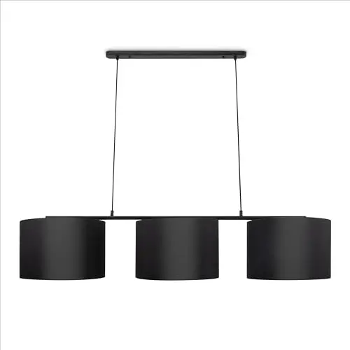 Paco Home Stehlampe Pendellampe aus Stoff, 3-flammig, modern, rund Ø38cm, schwarz/grau