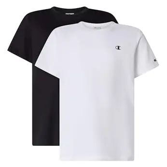 Champion Jungen Legacy Basics B 2-Pack Crewneck T-Shirts, Weiß/Schwarz, 13-14 Jahre EU