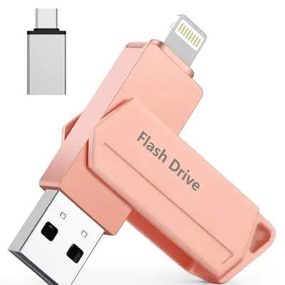 USB Stick für iPhone 256GB - 3 in 1 USB 3.0 Lightning External Memory (Rosa)