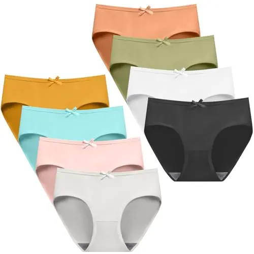 AYBUY Mädchen-Unterwäsche, 8er Pack, Bequeme und Atmungsaktive Slips für Teenager, Größe XL (16-18 Jahre)