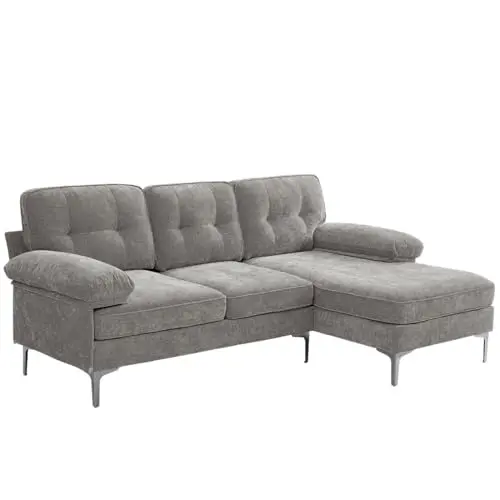 DUANDUAN Ecksofa 3er Polsterecke, 210cm, abnehm- & waschbare Kissen, beidseitig montierbar, L-Form, Grau
