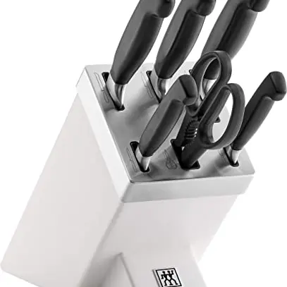 ZWILLING Vier Sterne Selbstschärfender Messerblock 7-teilig, Rostfreier Spezialstahl, Weiß