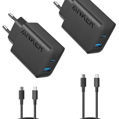 Anker 20W USB C Ladegerät für iPad und iPhone 17/16/15 (inkl. 2x 1,5m USB C Kabel)