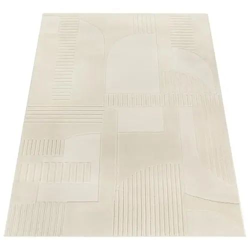 Paco Home Moderner Teppich in Creme, 3D Muster, weich und pflegeleicht, Größe: 120x170 cm