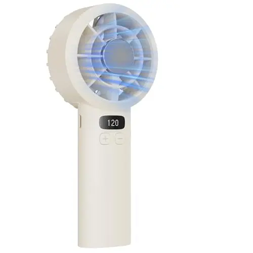 AICPAN Handventilator - Mini Ventilator, 3000mAh Akku, leise, einstellbar, mit LED-Display, ideal für Sommer und Reisen, Gelb