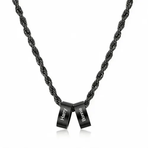 RolaOnly Herren Namenskette mit Gravur, personalisierte Seilkette für Herren, Papa, Ehemann, Sohn, Vater – Geschenk zum Geburtstag, Jahrestag, Vatertag, Weihnachten