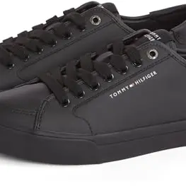 Tommy Hilfiger Herren Sneaker Low Top Schwarz Vulc Leather