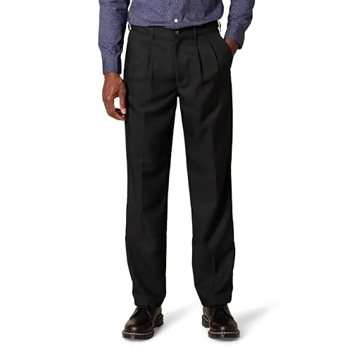 Amazon Essentials Herren Bundfaltenhose, Classic Fit, Schwarz, 29W / 29L