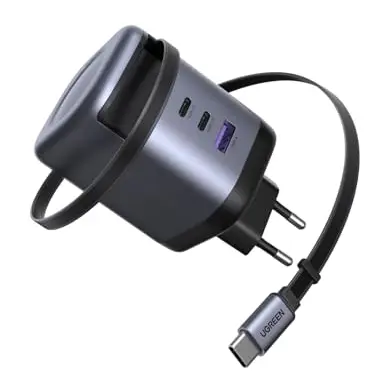 UGREEN Nexode 100W USB C Ladegerät mit Einziehbarem Kabel für Laptop und Smartphones