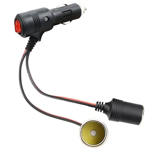 Zequech Zigarettenanzünder Extender 1/2, Stecker-Adapter für 12V/24V mit roter EIN/Aus-Anzeige für LKWs, Motorräder, Wohnmobile
