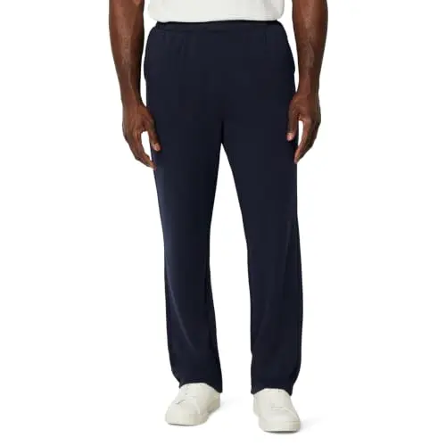 Amazon Essentials Herren Sweatpants mit offenem Beinabschluss, weiche Baumwolle, Marineblau, Größe L