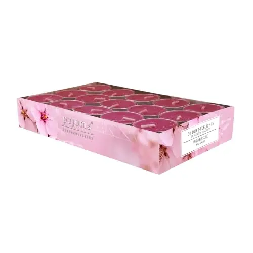 pajoma® Teelichte 30 Stück Wildkirsche | Duft-Teelichte, Brenndauer ca. 4 Stunden, Premium Qualität