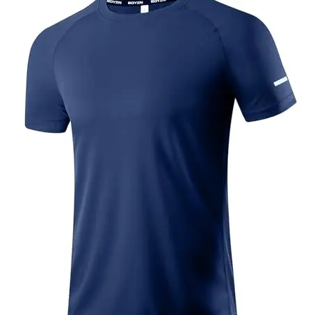 T-Shirts für Herren - Sport T-Shirts Kurzarm Fitnessshirts Navy, 2XL