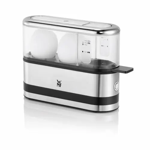 WMF Küchenminis Eierkocher aus Cromargan, für 1-2 Eier, einfach zu bedienen, 250 W, inklusive Messbecher und Eipick