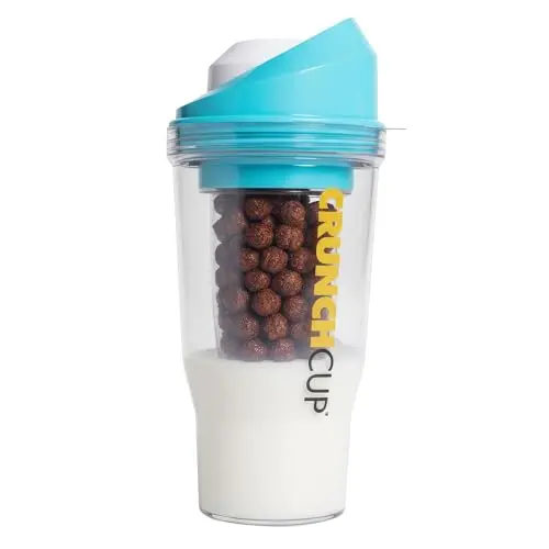 CRUNCHCUP Tragbarer Müslibecher 510 ml, To Go, für Müsli, Milch, Joghurt & P shake, Blau, XL