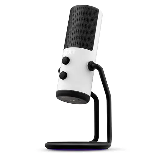 NZXT Capsule USB Streaming Mikrofon – Hohe Audioqualität – Plug & Play – Weiß