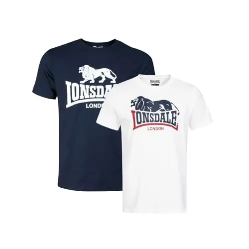 Lonsdale Herren T-Shirt Doppelpack, White/Navy XXL